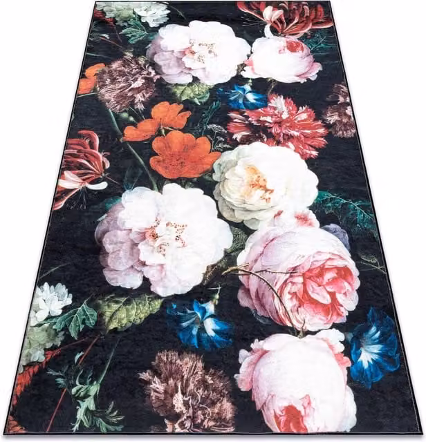 RugsX Andre Floral Vintage Rug in Black and Multicolour, W: 120 cm, L: 170 cm