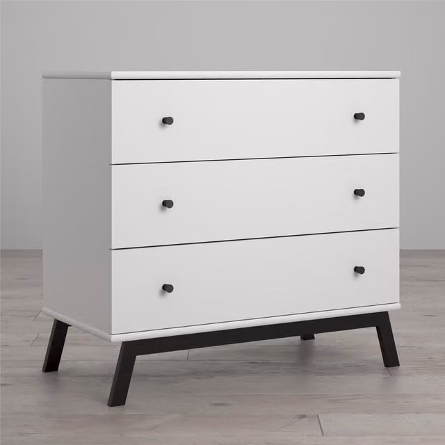 RV Lark Urban 3DRW Dresser with Topper in White and Grey