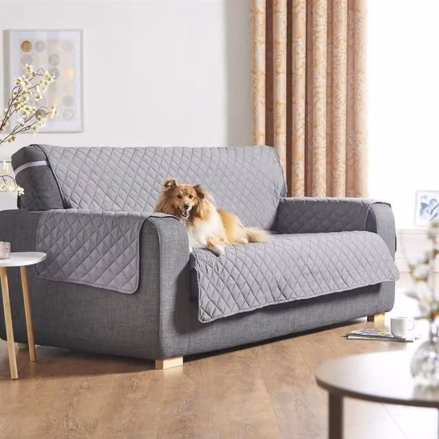 Luxury Living Water Repellent and Stain Resistant Sofa Protector Cover with Armrest Cover in Grey