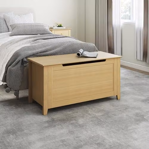 Core Products Henley Ottoman Storage Trunk in Light Oak-Effect Finish, W/D/H: 90 x 40 x 45 cm