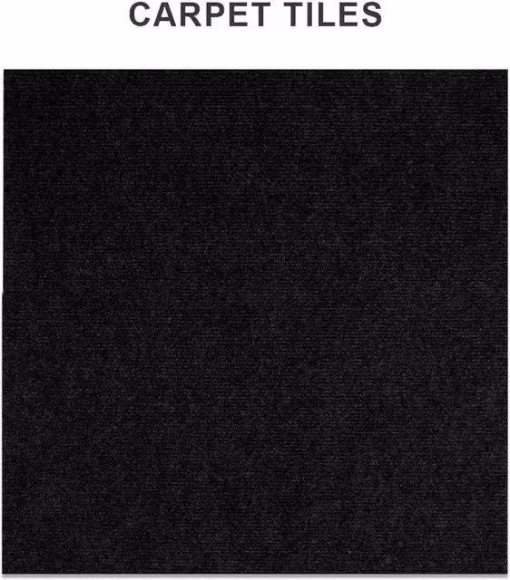 NESTLUNE 40-Piece Non-Slip Carpet Tiles in Black, W/D: 50 x 50 cm