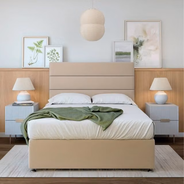 Bedmaster Plush Velvet Divan Base with Storage Drawers and Lined Headboard, 135cm