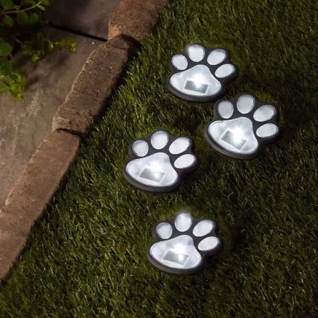 Garden Mile Set of 4 Black Solar LED Paw Path Lights