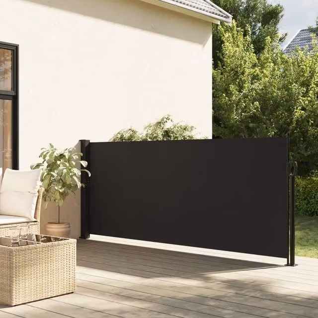 Berkfield Home Retractable Wall-Mounted Side Awning in Black, W/H: 300 x 117 cm