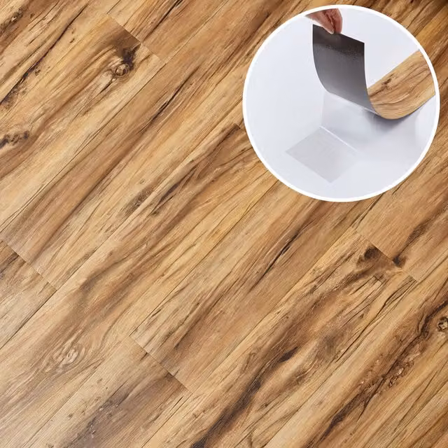 Novecrafto Self Adhesive Wood Look Vinyl Floor Planks in Brown, 20 Pack