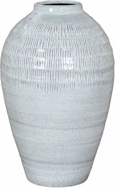 KDMD Kemi Medium Olpe Vase, White Ceramic Round Floral Display Piece