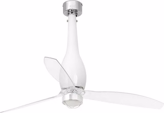 Eterfan LED Ceiling Fan in White and Transparent with DC Motor and Remote Control, 3000K Warm White