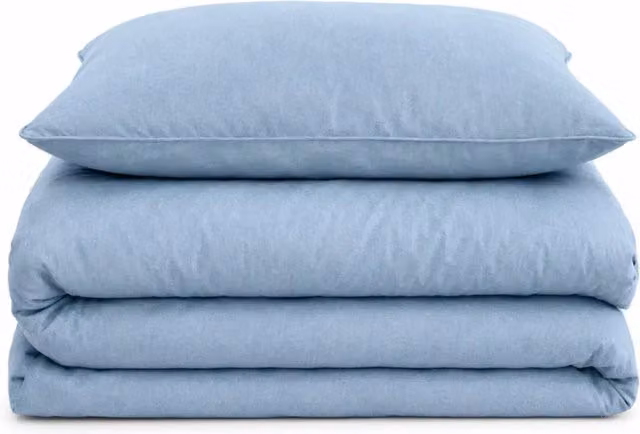 Sweet Dreams Blue Linen Texture Cotton Duvet and Pillowcase Set, Double, W/D/H: 200 x 200 cm