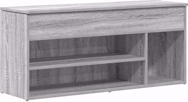 Berkfield Home Grey Sonoma Shoe Bench with Fabric Seat, W: 102 cm, D: 30.5 cm, H: 45 cm