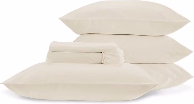 Christy 400TC Luxury Cotton Mako Satin Plain Dye Full Sheet Bundle in Beige, Super King