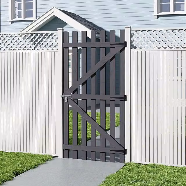 Lifeideas Opaque Wooden Garden Gate in Grey, Height: 180 cm
