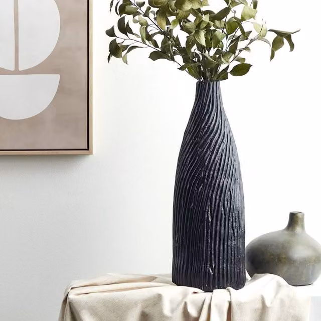 Wyld and Coco Black Ceramic Scandinavian Tabletop Vase, Height: 50 cm