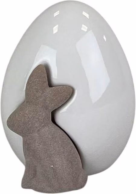 Four Candle White Ceramic Easter Egg with Rabbit Decoration