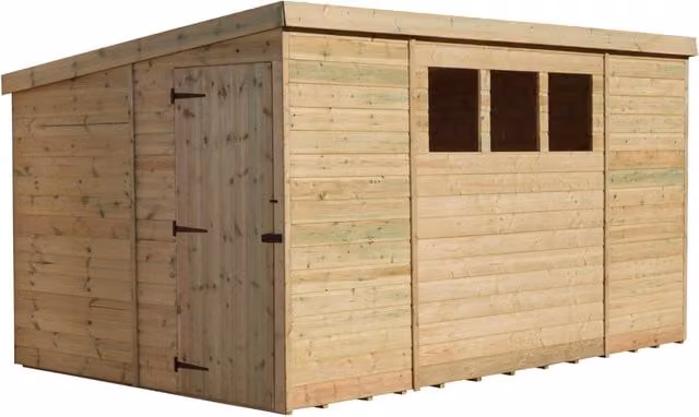 Empire Sheds 2500 9x8 Pent Garden Shed in Green with Single Door and 3 Windows