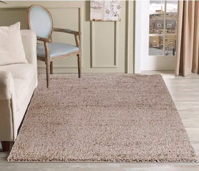 Desire Rugs Plain Fluffy Shaggy Area Rug, Beige/Bronze, W: 160 cm, L: 230 cm