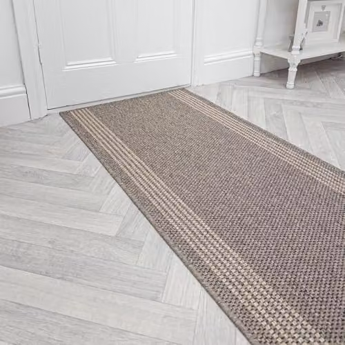 runrug Loop Pile Hallway Runner Rug in Beige and Brown, W/D/H: 80 x 210 x 0.5 cm