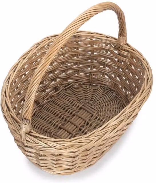 Red Hamper Oval Wicker Braid Border Shopping Basket in Brown, W/D/H: 38.0 x 30.0 x 19.0 cm