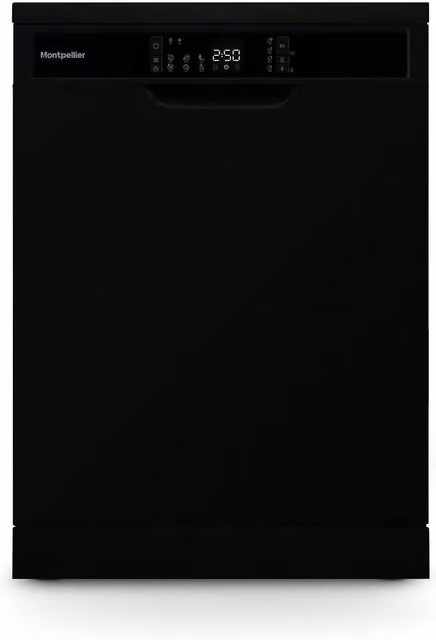 Montpellier Black Freestanding Dishwasher with 14 Place Settings and D Energy Rating