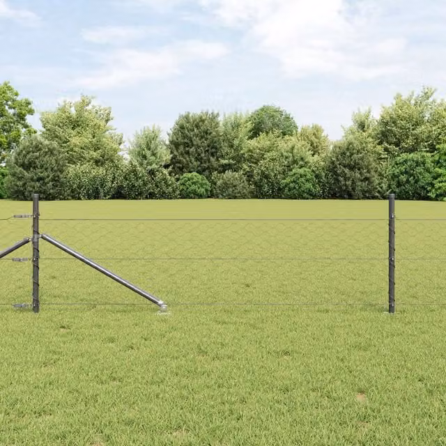 Berkfield Home Grey Steel Hexagon In-Ground Fence, W: 0.4 m, L: 50 m