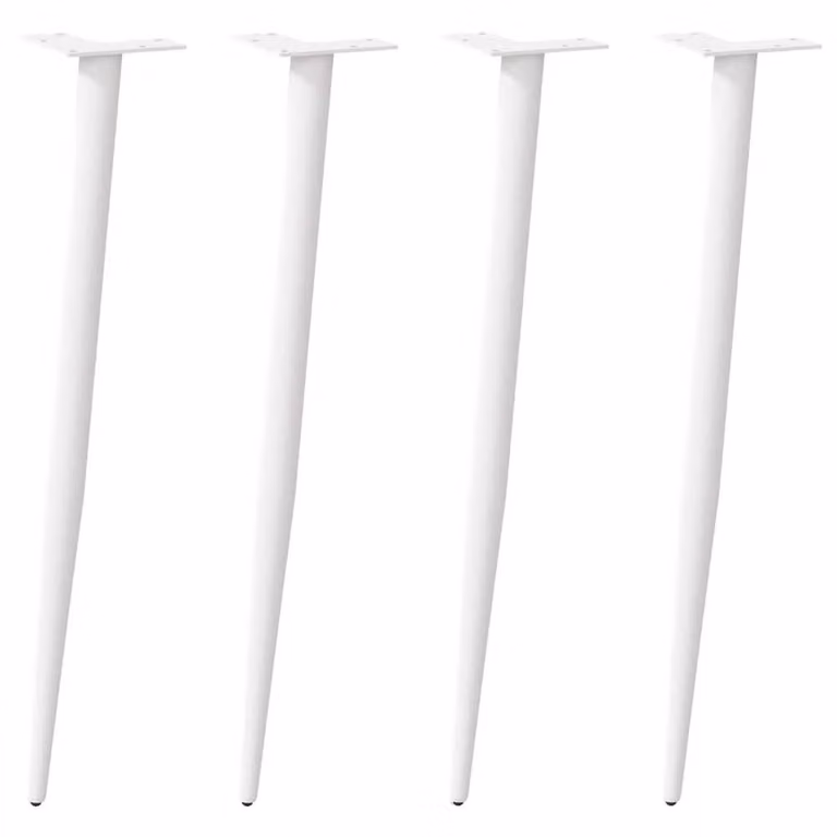 Berkfield Home Modern Conical Coffee Table Legs, 4 Pieces, White Steel, Height: 72.5 cm