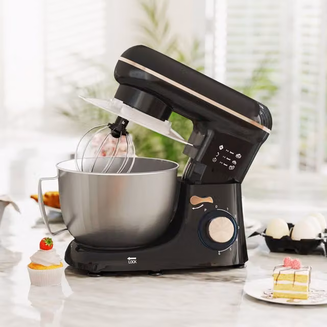 HOMCOM Electric Stand Mixer in Black with 4.5L Capacity and Stainless Steel Attachments