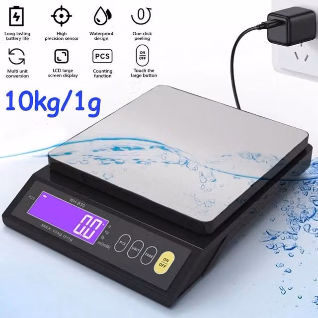 NESTLUNE Digital Electronic Kitchen Scales with LCD Display, Black, 10kg Capacity