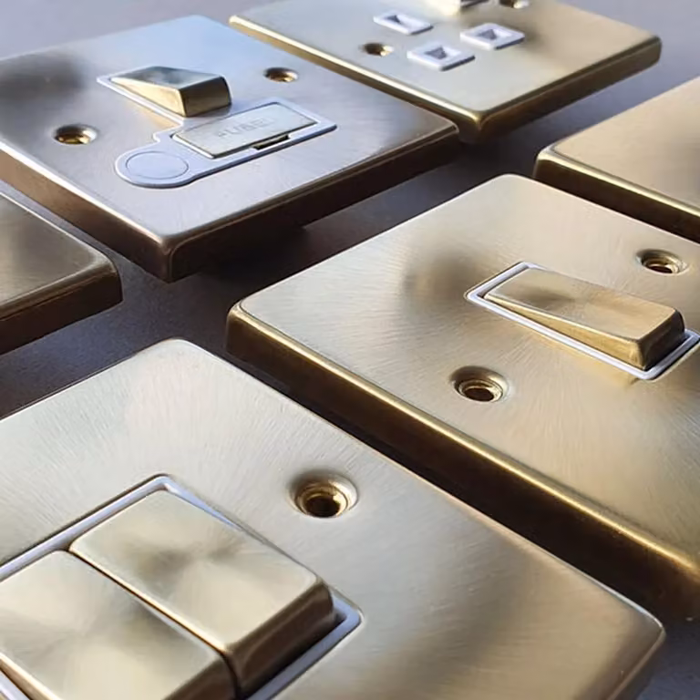 SE Home Satin Brushed Brass Master Telephone Twin Socket in Gold