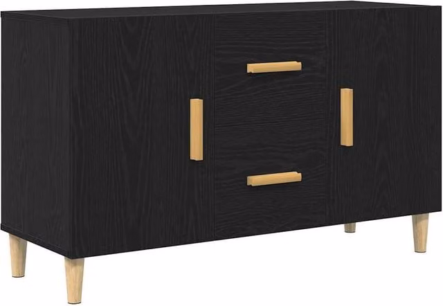 Berkfield Home Black Oak Sideboard, W/D/H: 100 x 36 x 60 cm