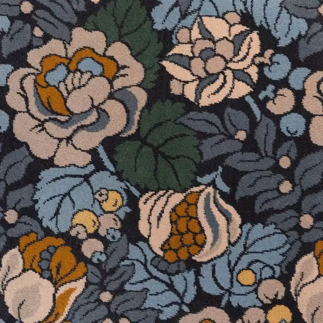 House of Hackney Navarino Floral Wool Rug in Midnight Blue, W: 305 cm, D: 183 cm