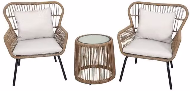 Signature Homes and Gardens SHG Weston Modern Polyrattan Bistro Set in Beige