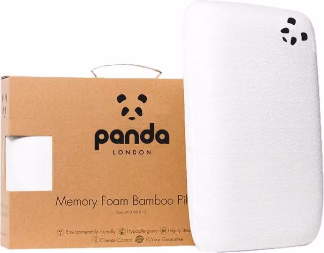 Panda London Memory Foam Bamboo Pillow in White with Removable Allergy-Friendly Cover