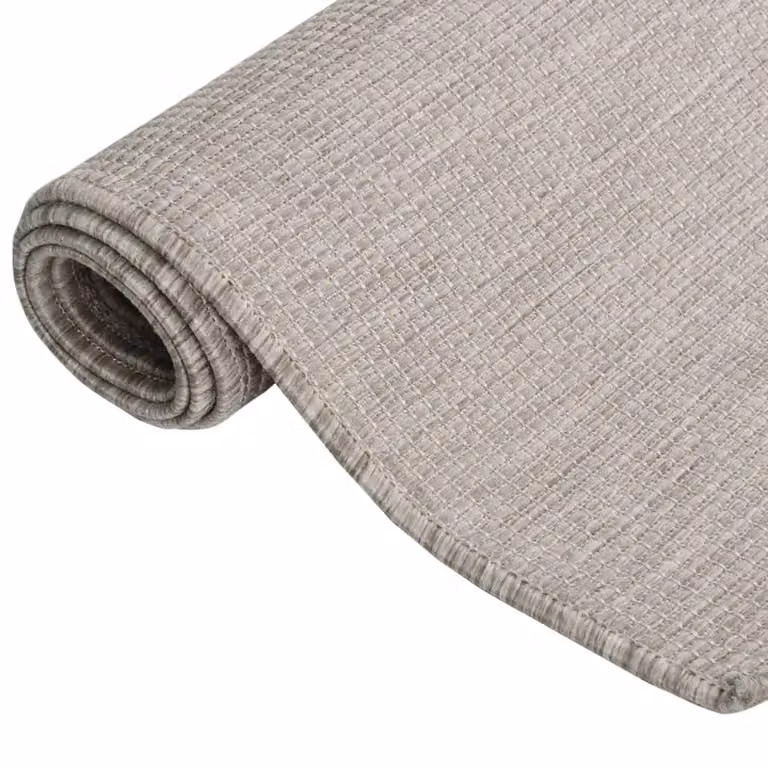 Berkfield Home Outdoor Flatweave Round Rug in Beige, W: 80 cm, D: 80 cm