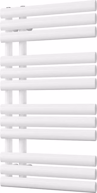UK Radiators Percival White Elliptical Tube Designer Heated Towel Rail, H: 88.4 cm x W: 50 cm