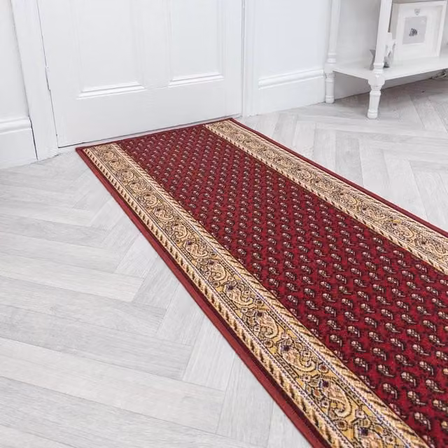 runrug Acni Hallway Runner Rug in Red, Non-Slip and Hardwearing, W: 100 cm, L: 330 cm