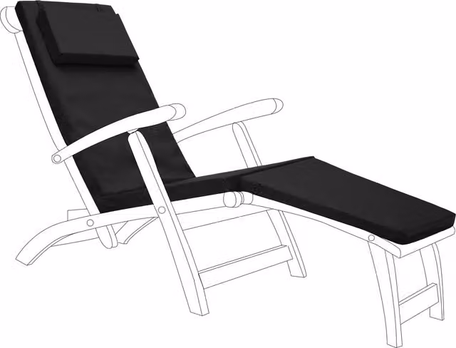 Gardenista Black Rectangular Outdoor Sun Lounger and Steamer Chair Polyester Cushion