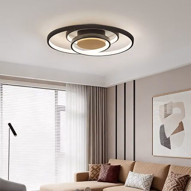 Lifeideas Modern Three-Layer Irregular Dimmable Ceiling Light with Remote Control in Black