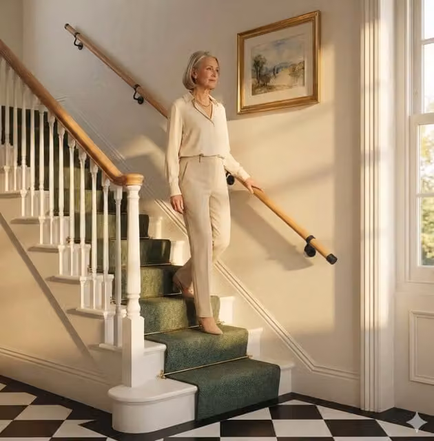 Woodworx Premium Solid Oak Wood Stair Handrail Kit with Matt Black Brackets, Brown, Length: 3.6 m
