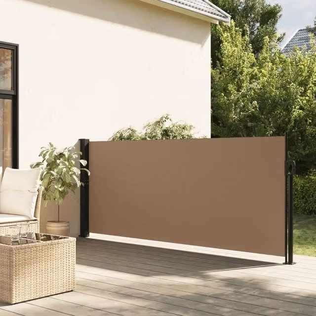 Berkfield Home Retractable Side Awning in Taupe, W/H: 140 x 600 cm
