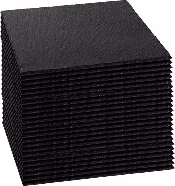 Argon Tableware Square Black Slate Placemats, Set of 24, 33 cm