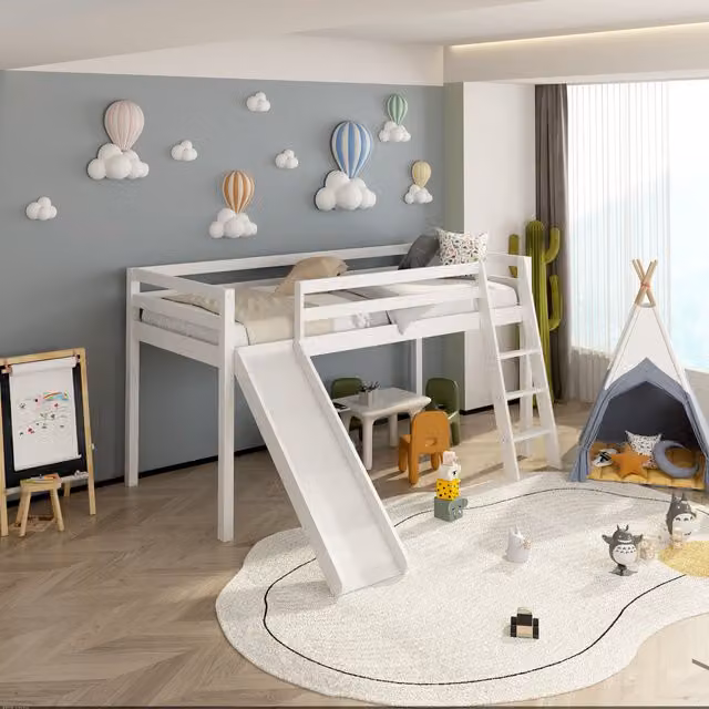 Kosy Koala White Pine Mid-Sleeper Bed for Children, W/D/H: 201 x 96 x 110 cm