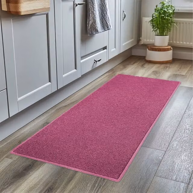 Nicoman Pink Polypropylene Washable Spaghetti Runner Rug for Kitchen and Hallway