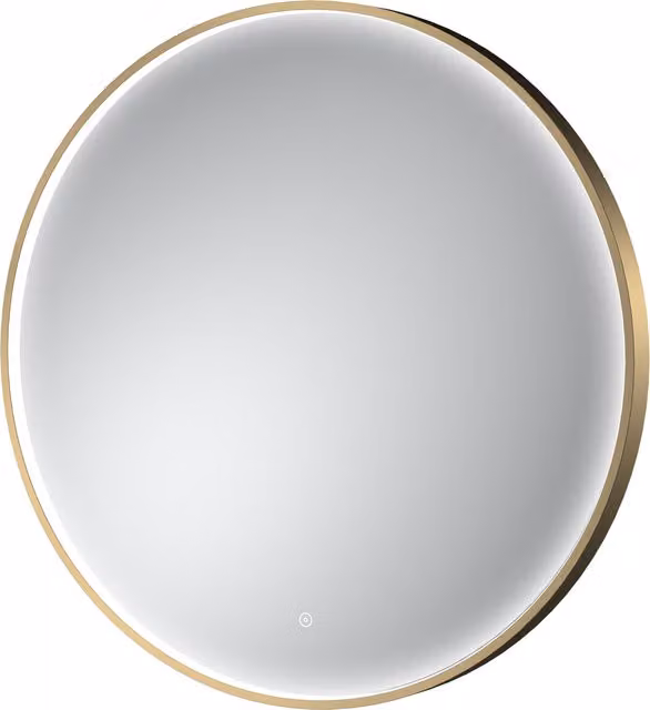 Balterley Round Inset Framed LED Touch Sensor Mirror in Brushed Brass, Diameter: 80 cm