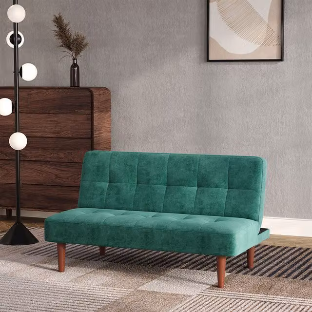 Livingandhome Mid-Century Green Fabric Upholstered Convertible Sofa Bed
