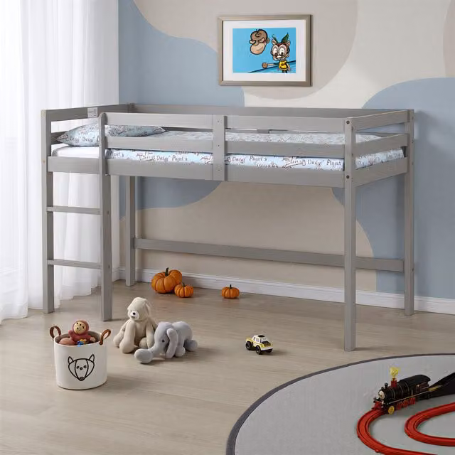 Seconique Panama Mid Height Cabin Bed Frame in Grey and White with Drawers, W/D/H: 90 x 190 x 85 cm