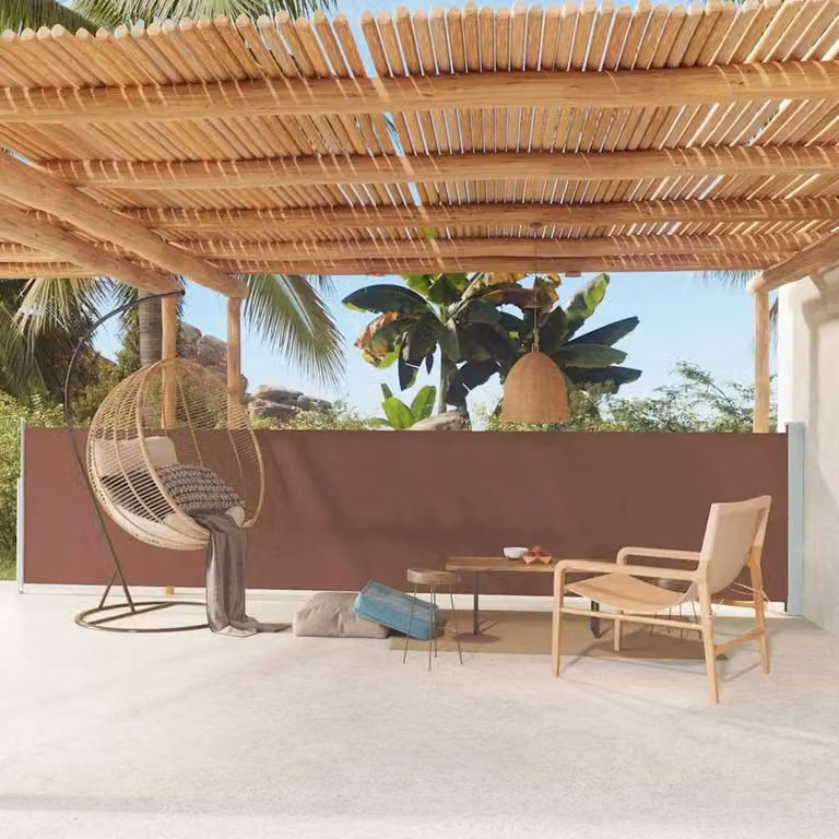 Berkfield Home Brown Retractable Side Awning for Patio, W/H: 600 x 117 cm