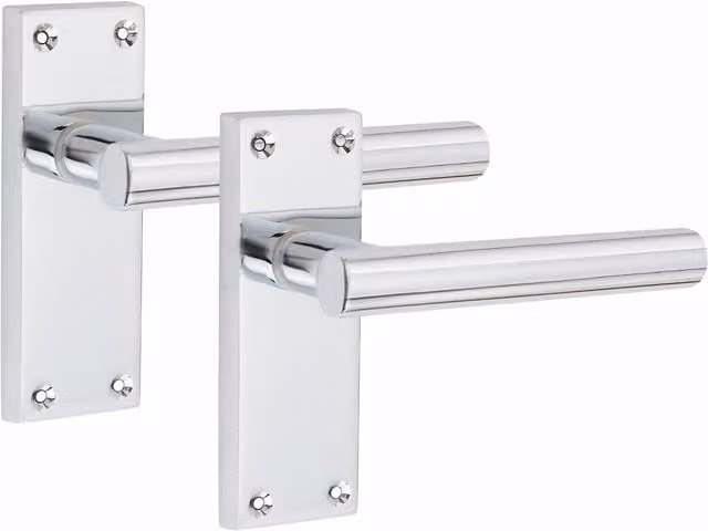 Golden Grace Victorian Straight T-Bar Door Latch Handles on Backplate, Chrome