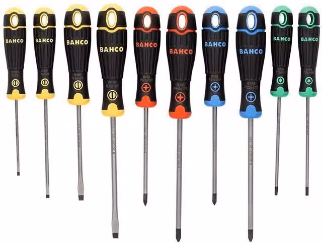 Bahco 10 Piece Multicolour Manual Screwdriver Set in Alloy Steel (SL/PH/PZ/TX)