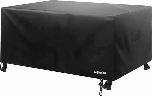 VEVOR Heavy Duty Water Repellent Polyester Patio Furniture Cover for Large Square Tables and Chairs, Black