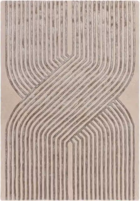 The Rug Shop UK Cream and Beige Striped Modern Handmade Area Rug, W: 160 cm, L: 230 cm