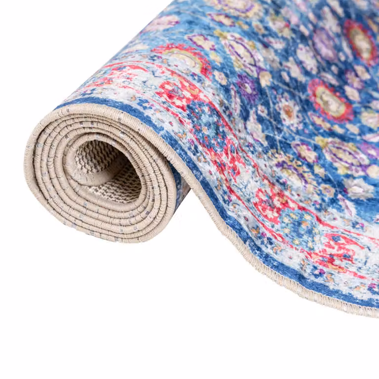 Berkfield Home Washable Multicolour Oriental Vintage Round Anti Slip Rug, Diameter: 100 cm